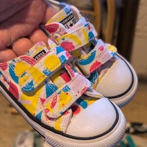 Converse Pink and Yellow Velcro Sneakers